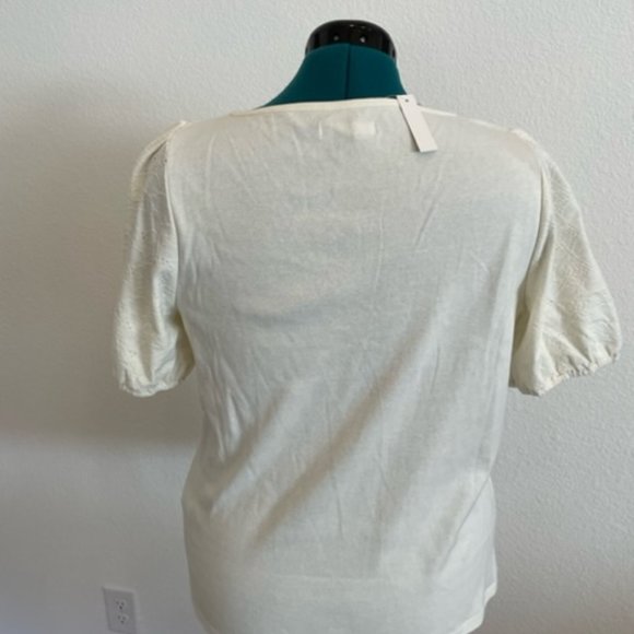 Madewell Eyelet-sleeve Henley Top Cream XL - Picture 3 of 4